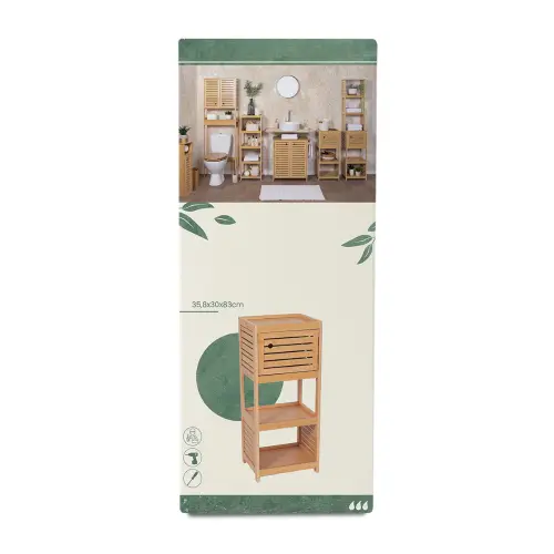 Tendance kupatilski ormarić 1 vrata i 2 POLICE TRINIDAD 365X30X83CM MDF BAMBOO 9902764