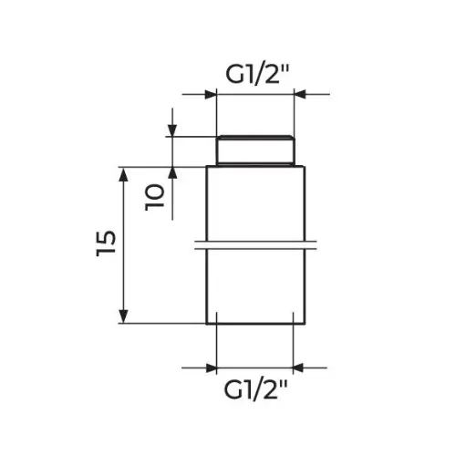 Rosan produžetak 1/2 15mm PPR1215 - tehnički crtež