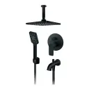 Rosan S2 Black uzidna baterija sa izlivom, plafonskim tušem 210x210mm i ruč tuš 231703B