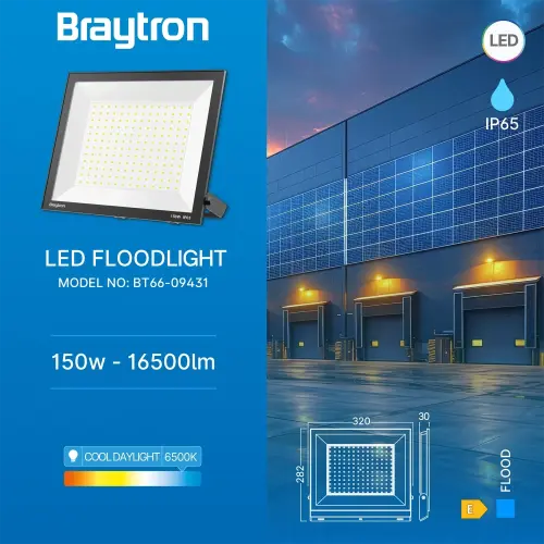 Braytron LED Reflektor 150W Crni 6500K IP65 BT66-09431