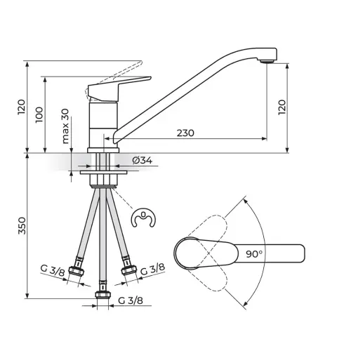 Rosan Smart Baterija za sudoperu 3 cevi JA381003