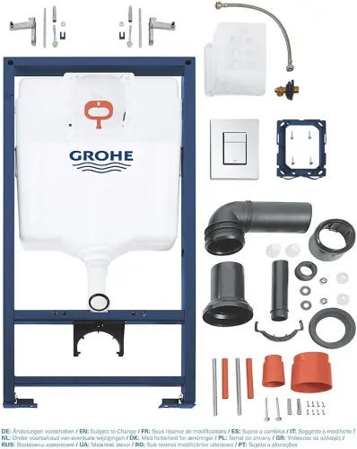 Grohe ugradni vodokotlić 38772001 sa hrom tipkom - tehnički crtež