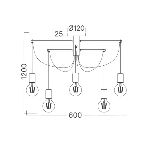 Braytron Plafonjera 6-Glava E27 Crni BV04-00045