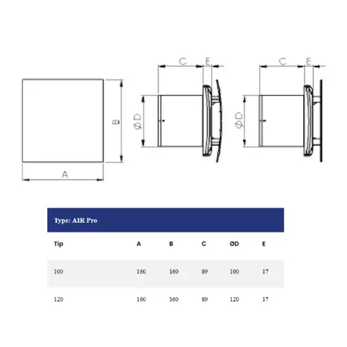 Texo AIR PRO Ventilator 120 White FLAT