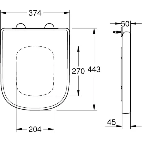 Grohe Euro Ceramic WC daska 39331000 - tehnički crtež