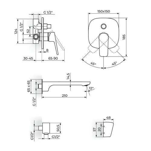 Rosan Stolz uzidna 131601 sa zidnim t D.220mm i ruč t