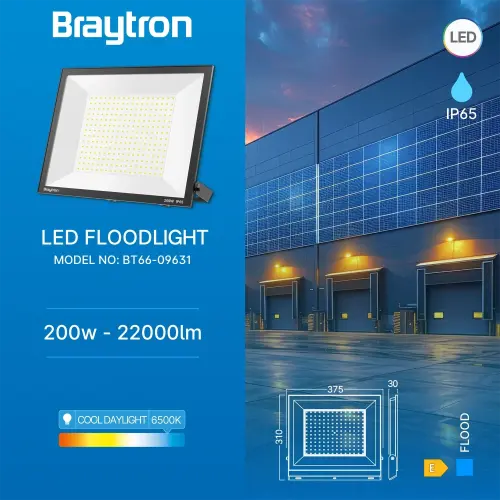 Braytron LED Reflektor 200W Crni 6500K IP65 BT66-09631