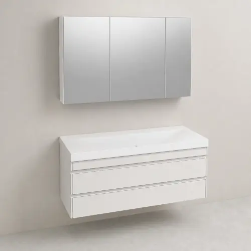Kolpa San Naomi Set 120cm Bela (Ormarić sa umivaonikom + Ogledalo/ormarić)