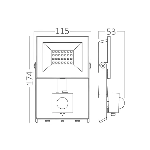 Braytron LED Reflektor 20W Crni 6500K IP54 sa Senzorom BT66-22031