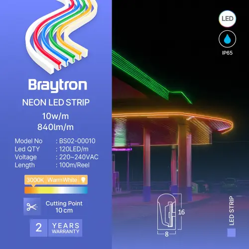 Braytron LED Neon Traka 8X16 220V 3000K BS02-00010