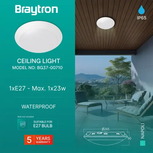 Braytron Plafonska Svetiljka Beli IP65 BG37-00710