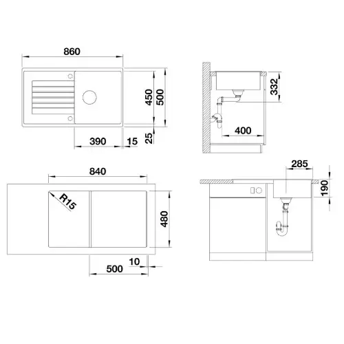 Blanco ZIA 5 S Crna silgranit 526016