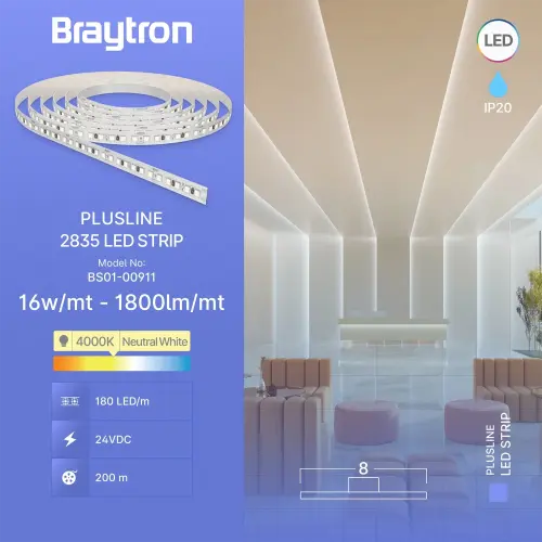 Braytron LED Traka 16W 180LED 2835 4000K 24V IP20 20M BS01-00911