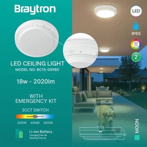 Braytron LED Plafonjera Okrugla 18W CCT KIT IP65 BC15-00980