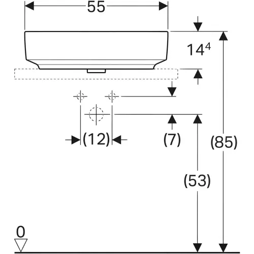 Geberit VariForm lavabo 55cm elipsasti 500.774.01.2 - tehnički crtež
