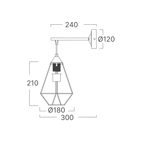Braytron Zidna Svetiljka E27 Crni BV03-00033