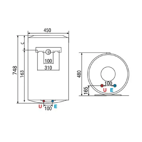 Ariston 80L PRO1 R V2K horizontalni