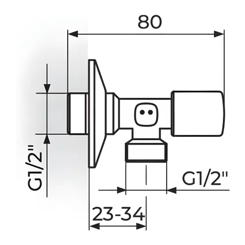 Rosan Ek ventil 1/2x1/2 A611212 - tehnički crtež