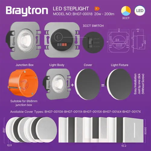 Braytron LED Stepenišna Svetiljka Modul 2W CCT IP20 BH07-00018