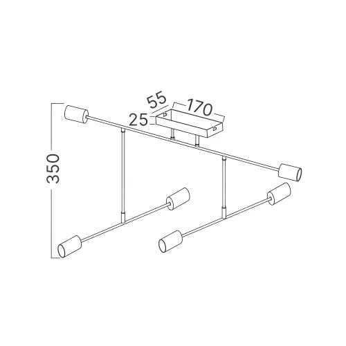Braytron Plafonjera 6-Glava E27 Crni BV04-00042