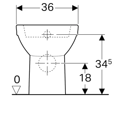 Geberit Selnova WC šolja back to wall horizontalni odvod 500.286.01.1 - tehnički crtež