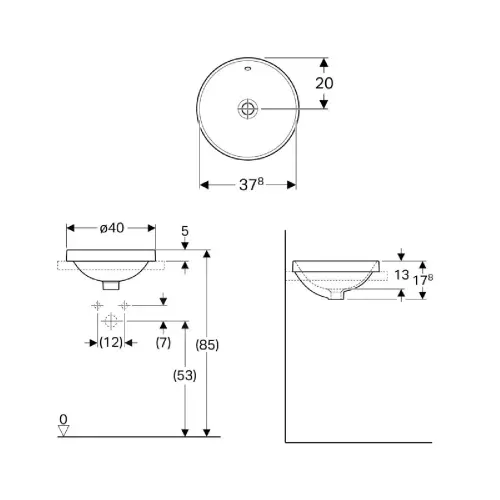 Geberit Lavabo Fi400mm Ugradni Variform Sa Prelivom 500.700.01.2