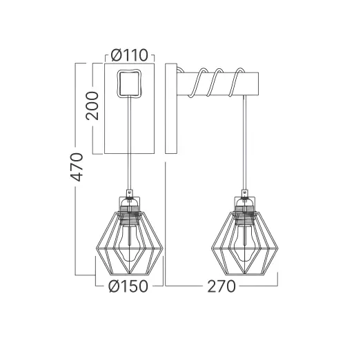 Braytron Zidna Svetiljka E27 Drvo BV02-00024