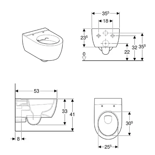 Geberit WC šolja Konzolna Icon Rimfree 204060000
