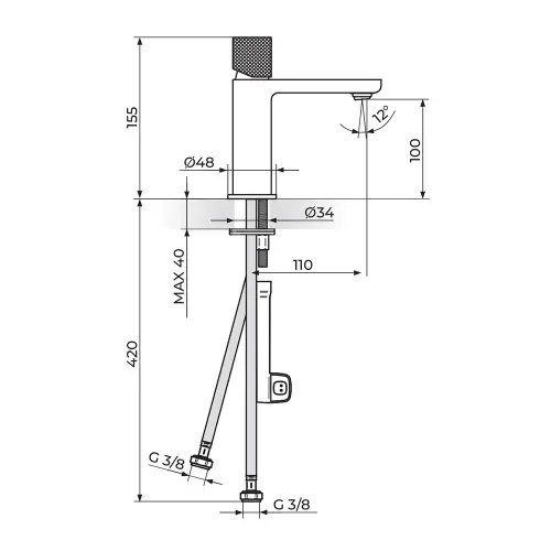 Rosan S2 za lavabo Black gold 230101BG - tehnički crtež