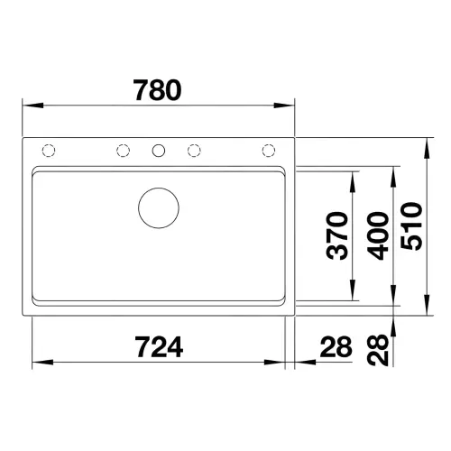 Blanco ETAGON 8 silgranit 780x510mm Antracit 525187 gratis etagon sine - tehnički crtež