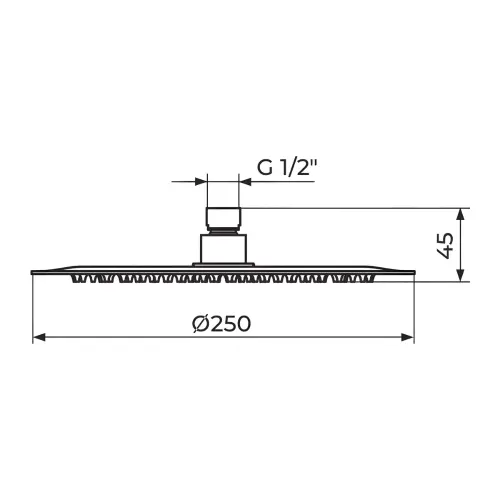 Rosan Tuš ruža 1/2" - D.250mm - S.2 GOLD - *6lit/min PTRUSPSG - tehnički crtež