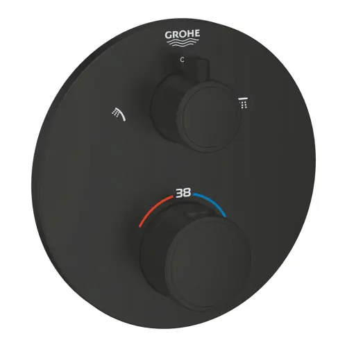 Grohe Grohtherm Termostatski mešač sa prebacivačem i stop ventilom matt Black 1022082430