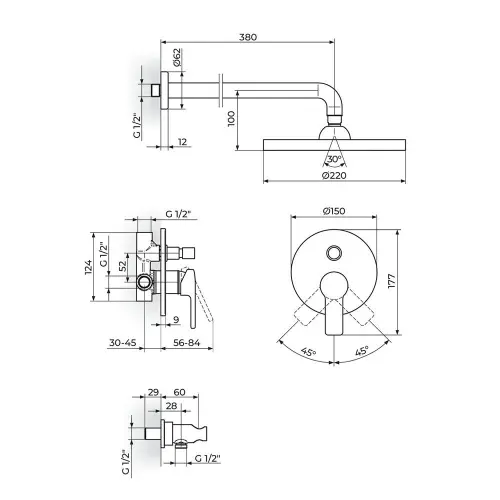 Rosan B2 uzidna JB31601 sa zidnim t D.220mm i ruč t