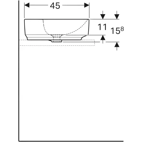 Geberit VariForm lavabo 60cm pravougaoni 500.780.01.2 - tehnički crtež