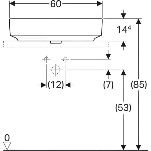 Geberit VariForm lavabo 60cm pravougaoni 500.780.01.2 - tehnički crtež