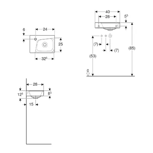 Geberit Lavabo 400x280mm xeno2 Baterija Levo 500.528.01.1