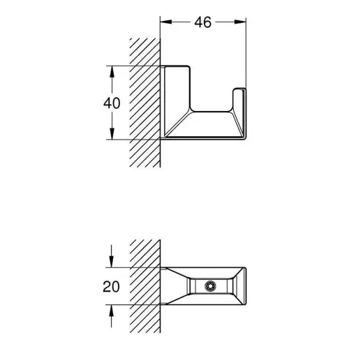 Grohe Selection Cube Vešalica 40782000 - tehnički crtež