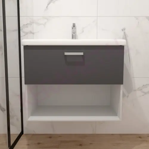 Kolpa ormarić sa umivaonikom i fiokom Evelin OUE II 80cm Gray/Antracite 573900