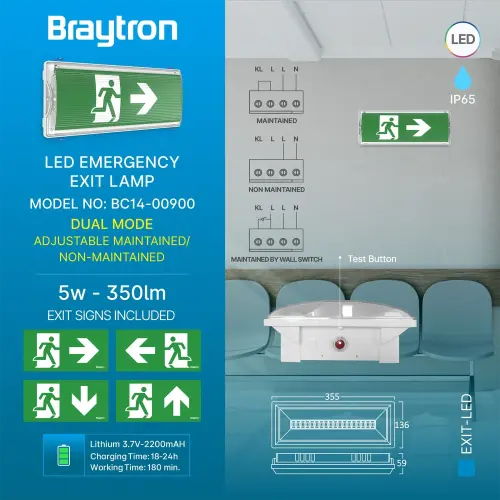 Braytron Panik Svetiljka LED 5W Dual IP65 Bela BC14-00900