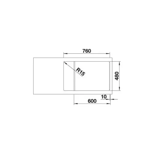 Blanco ZIA XL 6 S Compact vulkan siva 527397 - tehnički crtež