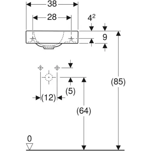 Geberit iCon lavabo otvor slavine desno 38x28cm 124736000