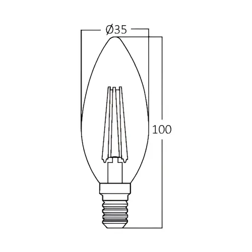 Braytron Dimabilna LED Filament Sveća 4W E14 Providna 3000K BA36-60410