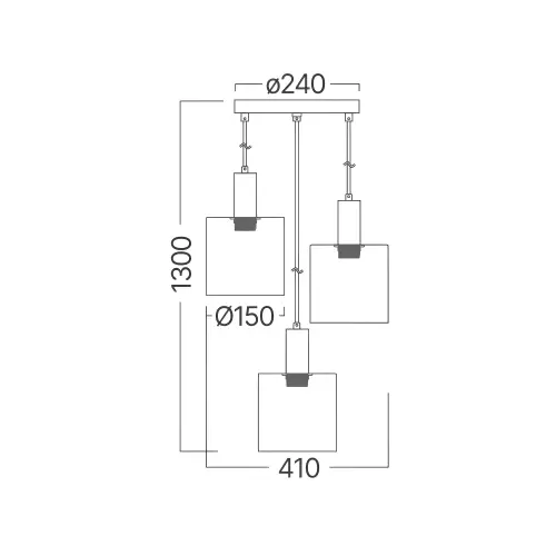 Braytron Visilica 3-Glava E27 Smoke BV01-00071