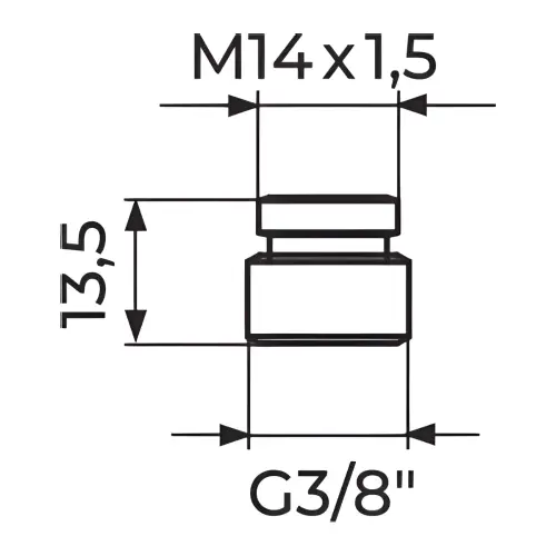 Rosan Priključak za cevi 3/8" kod K09, J, JA, JP36 PN36 - tehnički crtež