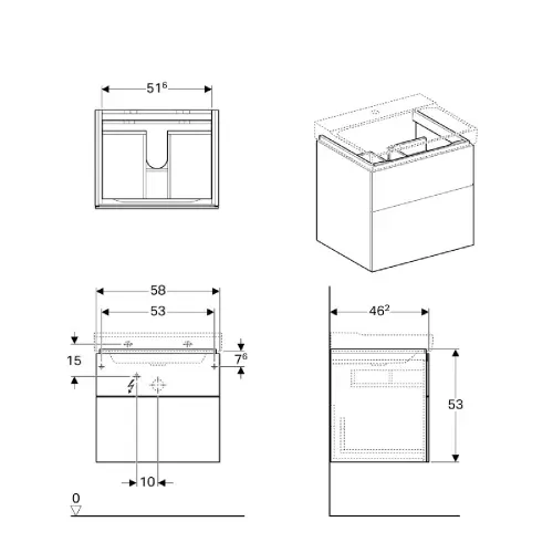 Geberit ormarić za lavabo 580x530x462 xeno2 2 Fioke belo Sjaj 500.506.01.1