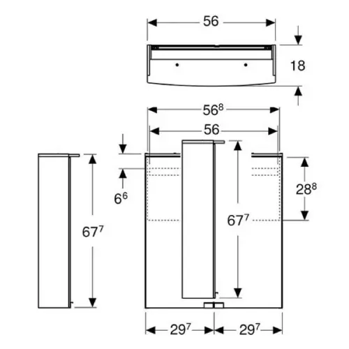 Geberit Ogledalo Sa Ormarićem I Osvet. 600 x 675 x 140 Option 500.273.00.1