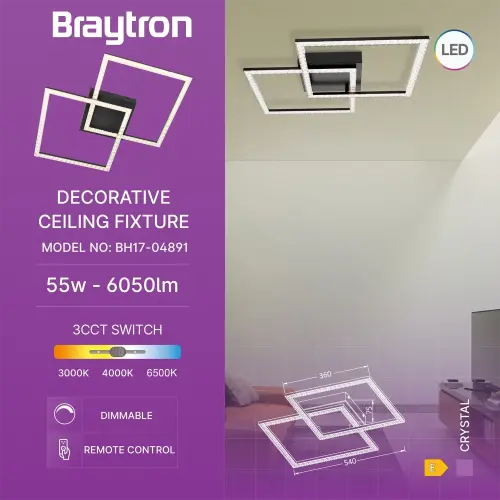 Braytron LED Plafonjera 55W Crni CCT BH17-04891