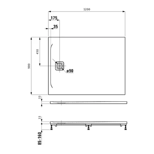 Laufen Pro Marbond tuš kada 120×90 od livenog mermera