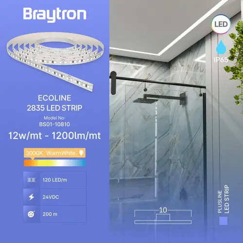 Braytron LED Traka 12W 120LED 2835 3000K 24V IP65 5M BS01-10810