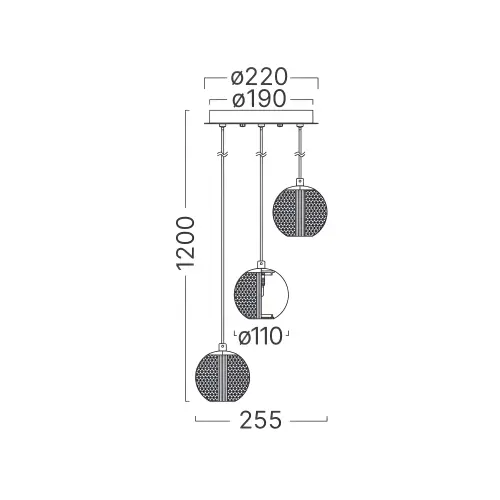 Braytron Visilica 3-Glava G9 Zlatni BV01-00011